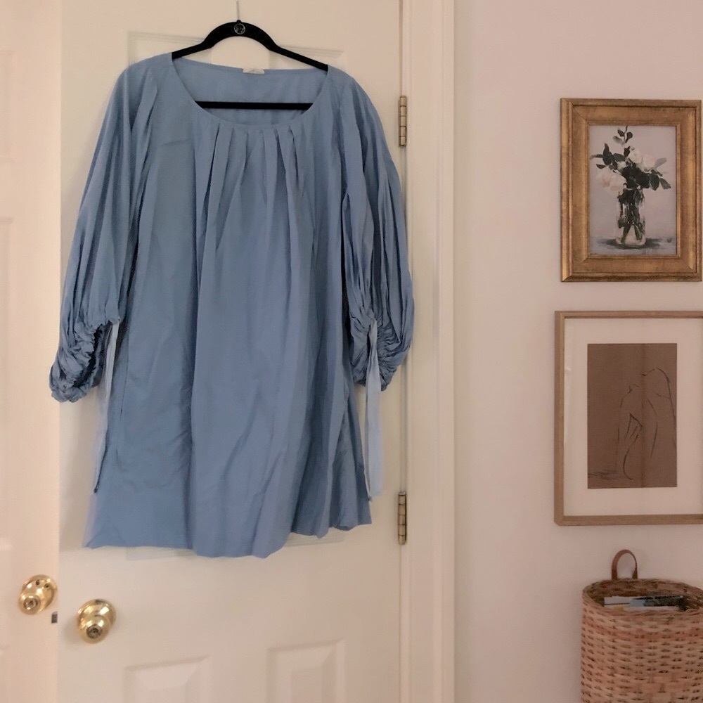 Lake Day Dress/Night Gown in Blue Poplin